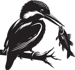 Fototapeta premium Beautiful kingfisher bird flying Silhouette vector illustration isolated on a white background