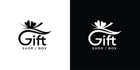 Abstract gift shop or gift box vector logo design, gift ribbon vector logo design