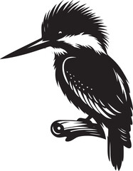 Beautiful kingfisher bird flying Silhouette vector illustration isolated on a white background