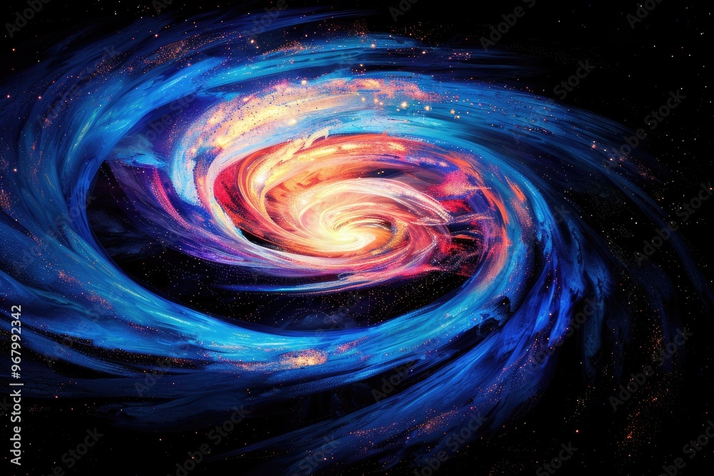 Poster a spiral-shaped object in the middle of a galaxy, great for space or astronomy-themed designs