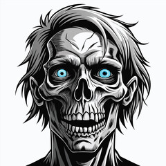Obraz premium Zombie Skull Horror Skull Tattoo, T Shirt Design 