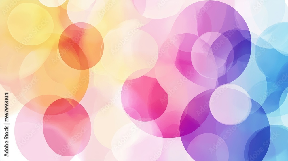 Poster A vibrant abstract background featuring colorful circles and soft shapes, forming a calming and modern composition in pastel tones. This elegant vector design creates a harmonious visual, making it pe