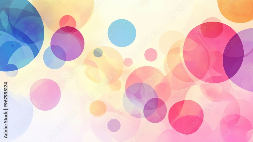 Poster A vibrant abstract background featuring colorful circles and soft shapes, forming a calming and modern composition in pastel tones. This elegant vector design creates a harmonious visual, making it pe