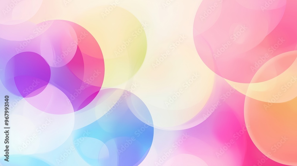 Poster A vibrant abstract background featuring colorful circles and soft shapes, forming a calming and modern composition in pastel tones. This elegant vector design creates a harmonious visual, making it pe