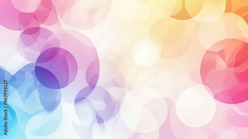 Poster A vibrant abstract background featuring colorful circles and soft shapes, forming a calming and modern composition in pastel tones. This elegant vector design creates a harmonious visual, making it pe