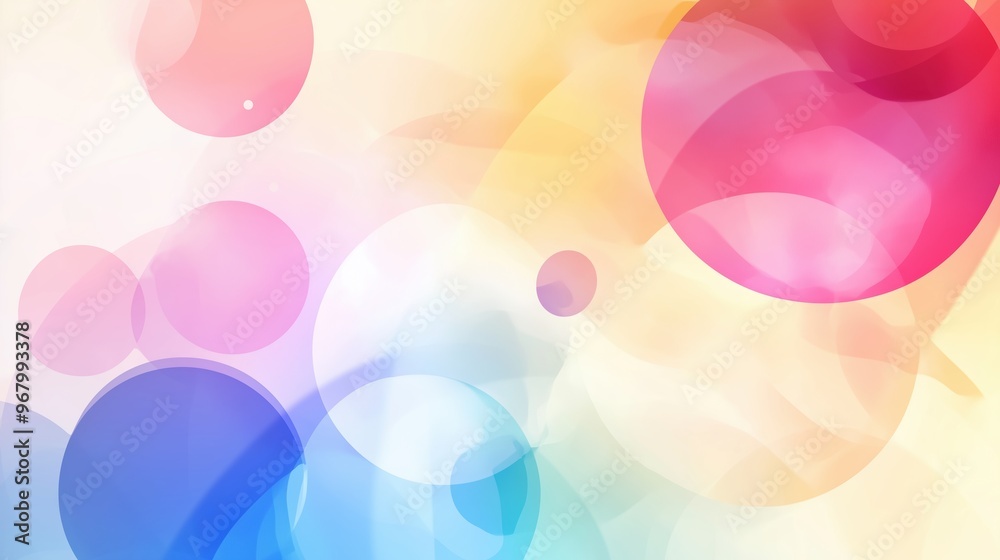 Poster A vibrant abstract background featuring colorful circles and soft shapes, forming a calming and modern composition in pastel tones. This elegant vector design creates a harmonious visual, making it pe