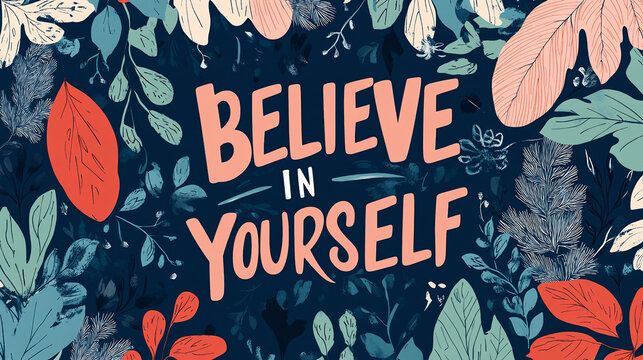 Believe In Yourself Motivational Message With Floral Theme