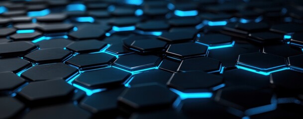 Obraz premium Abstract Blue Glowing Hexagon Pattern