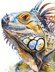 Fototapeta premium Colorful, artistic rendering of a lizard from an earlier epoch.
