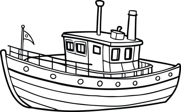 recommend clip art: old boat line art vector illustration