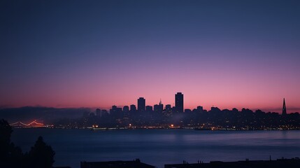 Naklejka premium San Francisco Skyline with Golden Gate Bridge at Twilight