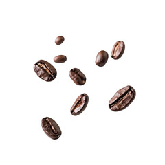 Fototapeta premium Coffee Beans Falling on White Background