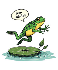 Leap Into Life | Cute Frog  Cartoon Character Vector Illustration