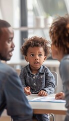 Pediatrician Consultation with Child and Parents in a Bright Office Setting