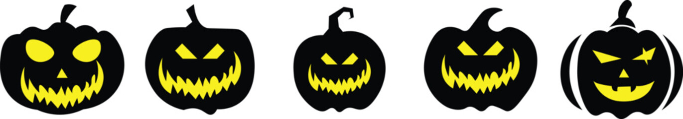 Halloween  silhouettes of pumpkins. Vector eps10.