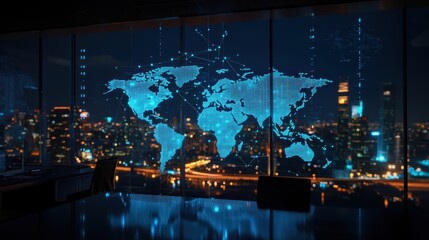 Obraz premium The World Map in Office