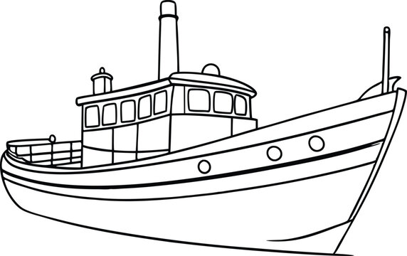 recommend clip art: old boat line art vector illustration