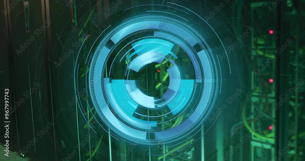 Poster animation of scope scanning and digital data processing over computer servers