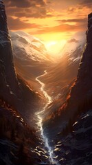 sunset in the mountains