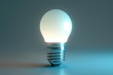 Glowing light bulb illuminating a soft background, symbolizing creativity and ideas in a modern setting.