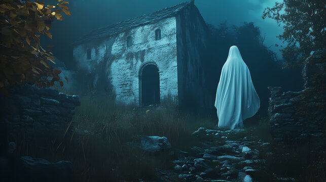 Traveling to attend a ghost hunting workshop in a known paranormal hotspot, adventurous 3d render. Ghost. Illustration