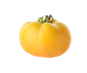 One fresh ripe yellow tomato isolated on white