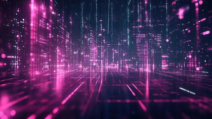 Fototapeta premium abstract 3d rendering of futuristic technology landscape neon grid lines and geometric shapes cyberpunkinspired digital realm