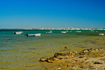 Porto Cesareo,panoramica della citt&agrave; dalla spiaggia di La Strea,Lecce,Puglia,Italia