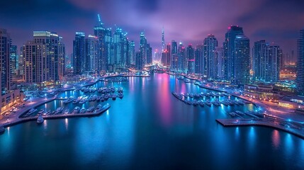 Obraz premium Dubai Panoramic View From Top at night.generative ai