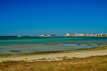 Porto Cesareo,panoramica della città dalla spiaggia di La Strea,Lecce,Puglia,Italia