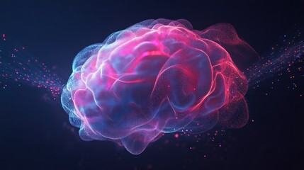 Fototapeta premium Abstract Brain Formed by Pink and Blue Particles