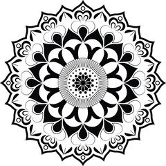 Vector hand drawn doodle mandala with ethnic ornaments.