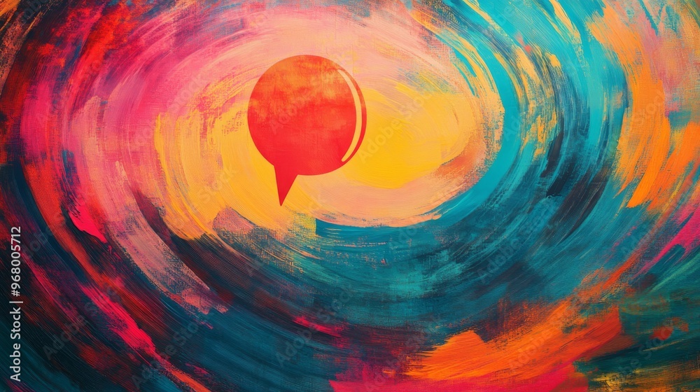 Poster Abstract colorful swirl with speech bubble