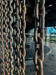 rusty anchor chain in a steel plant