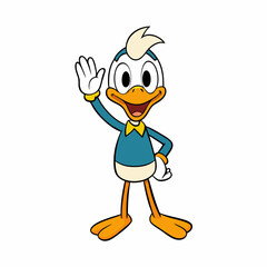 Fototapeta premium A hand drawing of a beautiful duck waving a hand on an isolated