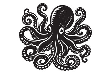 Octopus silhouette vector illustrations