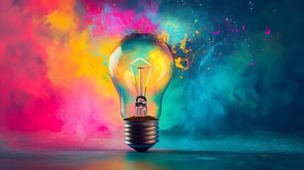 Glowing lightbulb held against a backdrop of illuminated bulbs, symbolizing the power of ideas and innovation