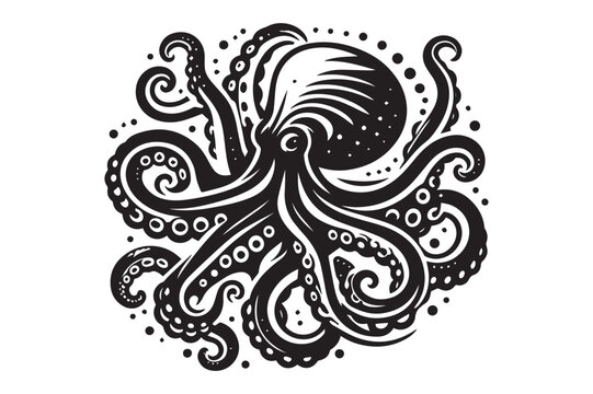 recommend clip art: Octopus silhouette vector illustrations