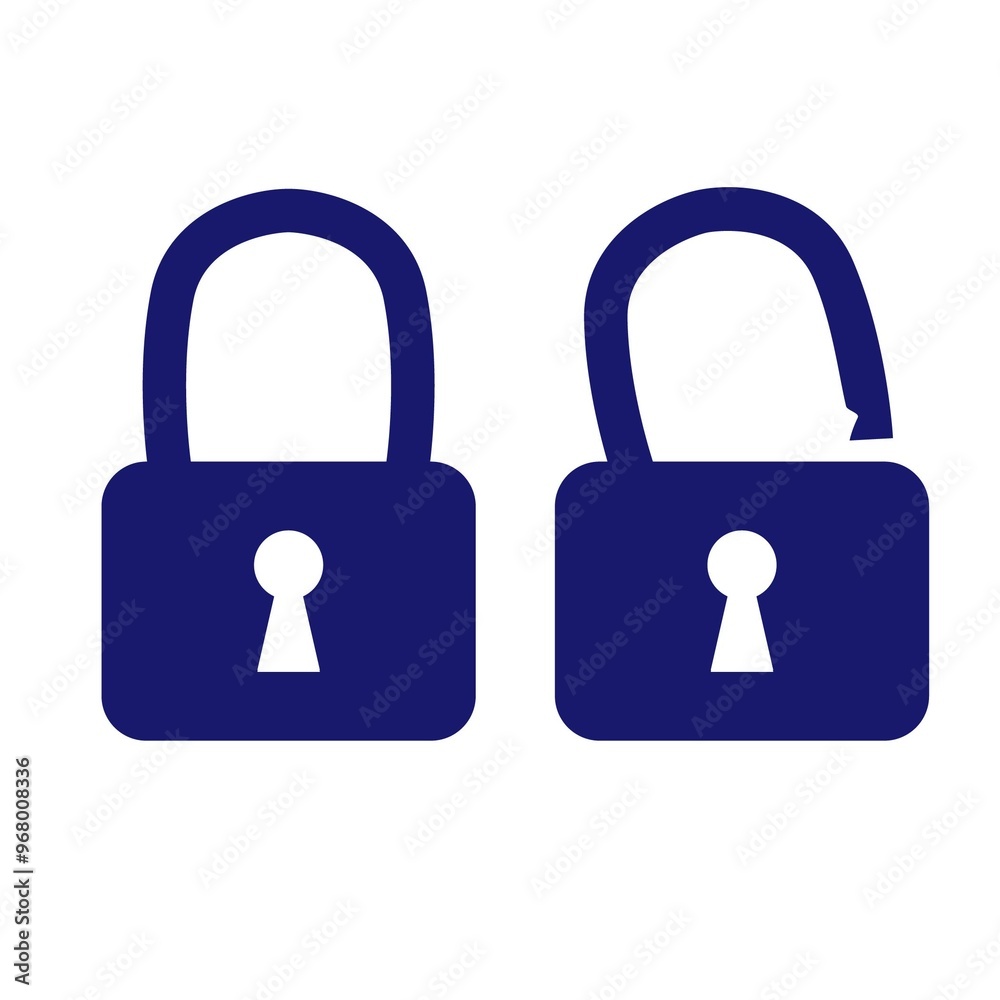 Wall mural icons of an open and closed padlock. vector illustration.