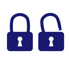 Icons of an open and closed padlock. Vector illustration.	
