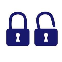 Icons of an open and closed padlock. Vector illustration.	
