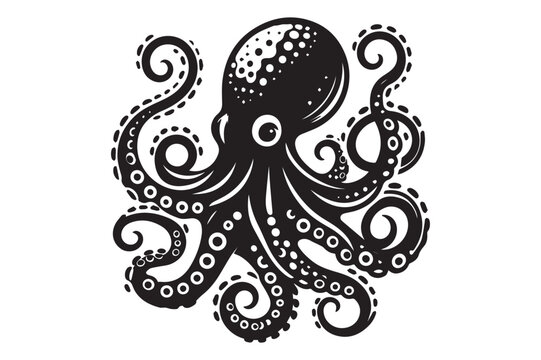 recommend clip art: Octopus silhouette vector illustrations