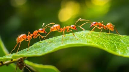 Ants training new workers on food transport, illustrating natural transport consulting in the colony