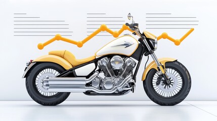Obraz premium Business Acceleration Concept: Motorcycle with Upward Trending Graph Symbolizing Growth and Sales