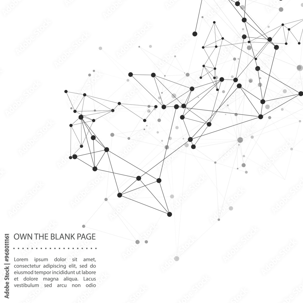 Poster Vector dots lines black color connections. Abstract network background