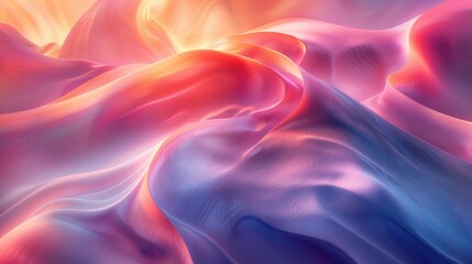 Fototapeta premium Abstract of a woman with flowing fabric in a pink and blue background