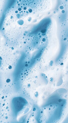 Close-up illustration of soap bubbles forming a foamy texture on a blue background. Skincare cosmetic product. Clean and hygiene