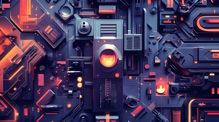 Futuristic Abstract Technology Background with Glowing Neon Lights