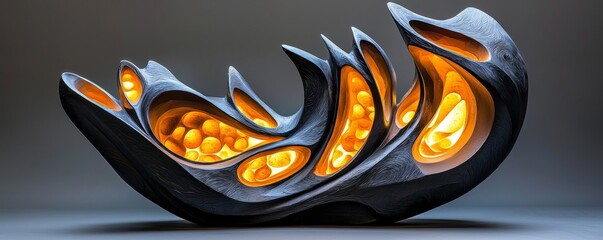 Mesmerizing, abstract sculpture with organic forms and intriguing textures, contemporary, visual intrigue
