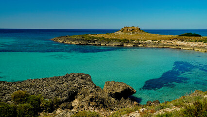Fototapeta premium Torre Castiglione, panorama dell'omonima baia dalle acque cristalline, Salento,Lecce,Puglia,Italia